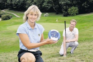 HEART: Linda Bennett and Michael Goodwin with the defibrillator at Boyce Hill – Essex’s hilliest golf course. Picture by Martin Dalton
